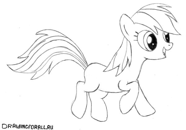 Пони рисунок для детей карандашом