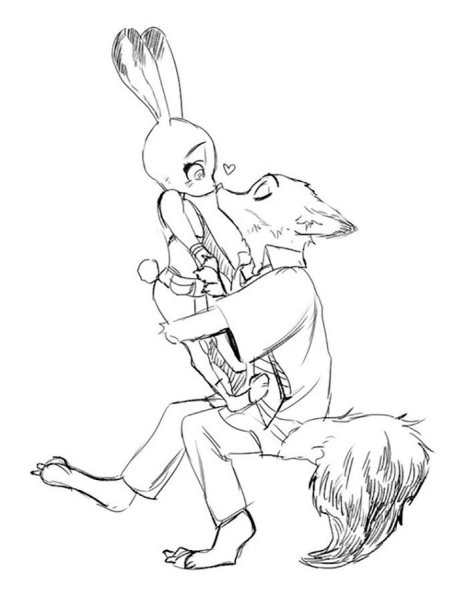 Раскраска Джуди Хопс и ник