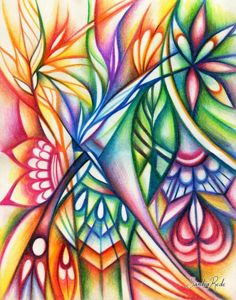 Абстракция цветными карандашами