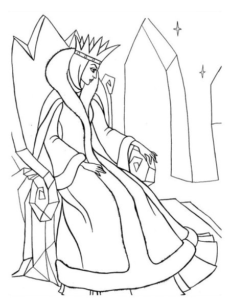 Раскраска Снежная Королева из сказки Андерсена