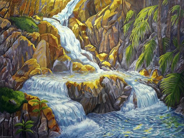 Водопад акриловыми красками