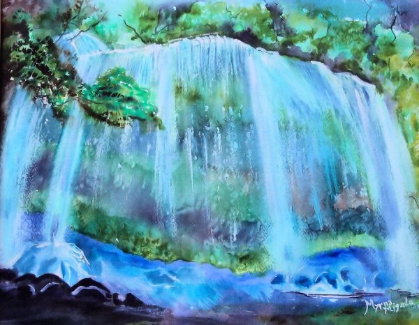 Правополушарное рисование водопад