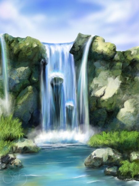 Рисование водопада