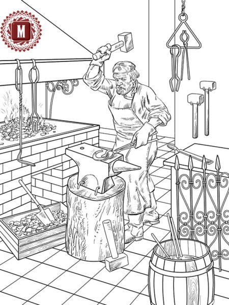 Кузнец раскраска