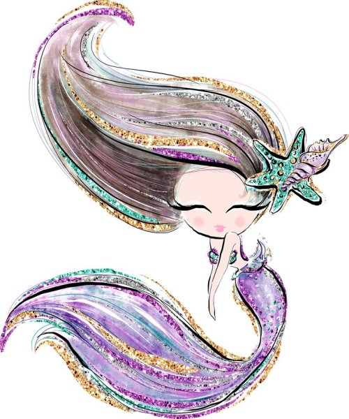 Милые иллюстрации акварелью Русалочка