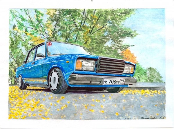 ВАЗ[ 2107 рисунок тюнингованный
