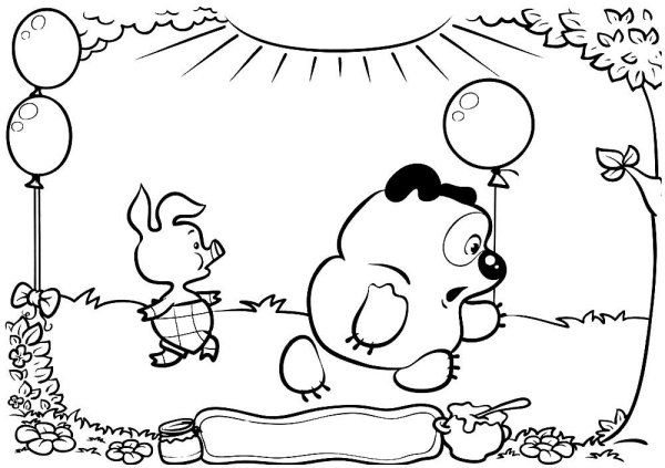 Раскраска про Винни пуха и пяточка