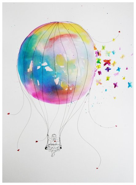 Воздушные шары акварель