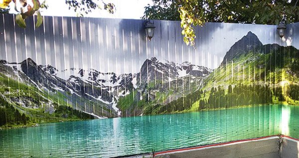 Забор из профнастила с фотопечатью