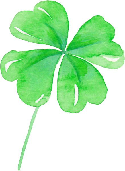 Клевер четырехлистник акварель