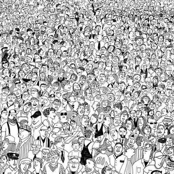 Люди черно белые много