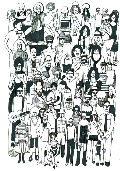 Толпа людей зарисовка