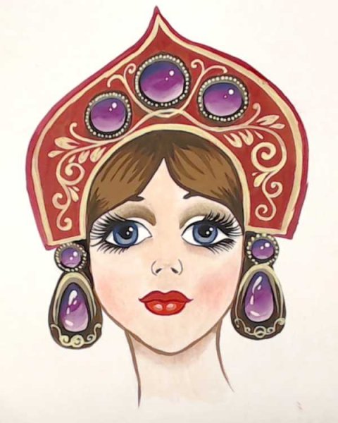 Девица красавица на белом фоне