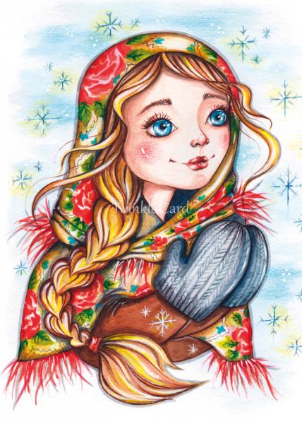 Плакат вырубной девочка в русском костюме