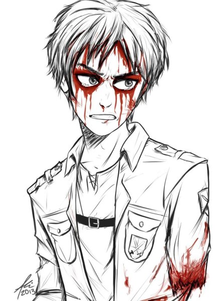 Эрен Йегер черно белый