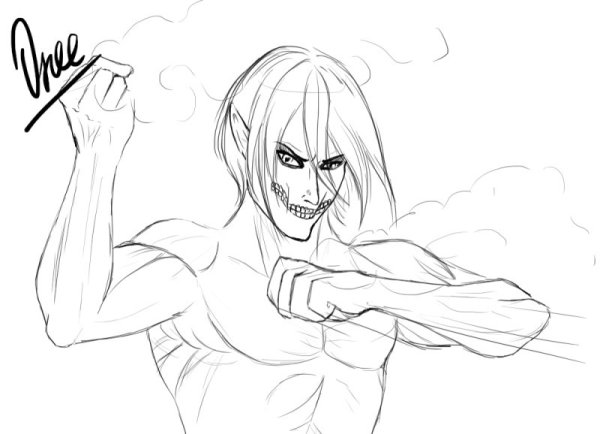 Срисовать аниме атака титанов