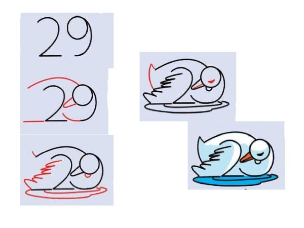 Рисование животных из цифр