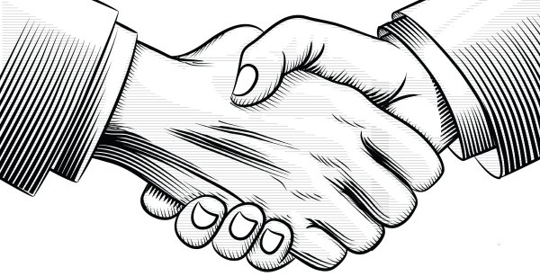 Рукопожатие черно белое