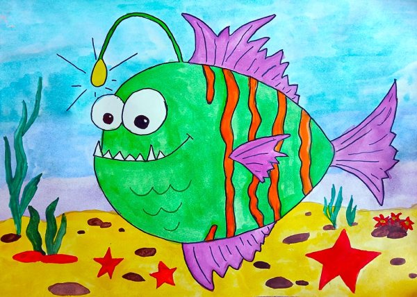 Рисование морские обитатели