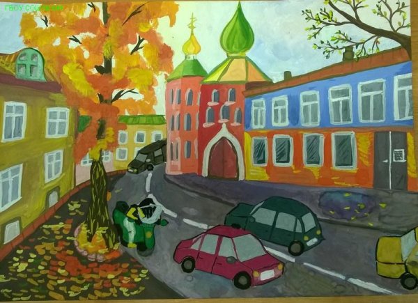 Линейная перспектива с 2 точками схода городской пейзаж