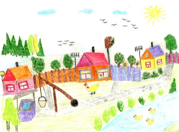 Рисование деревни