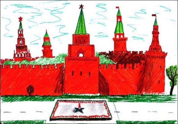 Спасская башня Кремля рисование Комарова