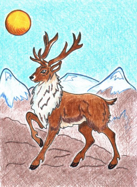 Рисование Северный олень