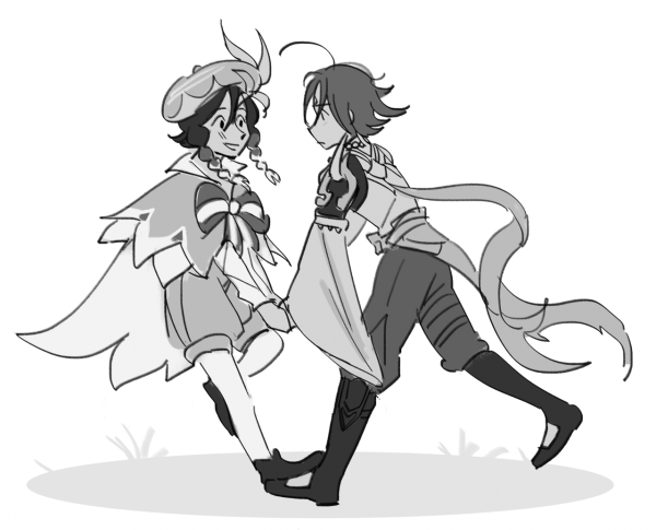 Венти и Сяо Геншин Импакт арты