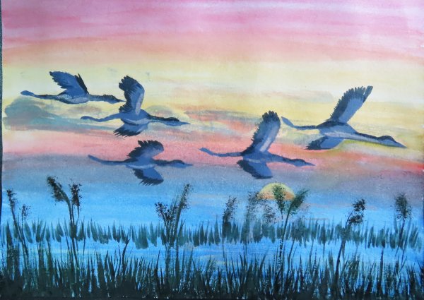 Журавль рисунок