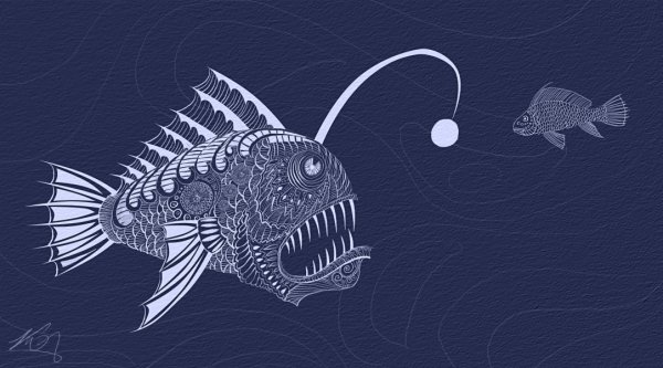 Глубоководная рыба удильщик арт