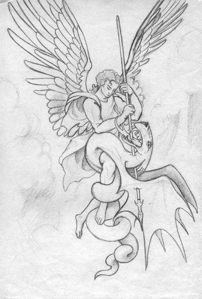 Икона Архангела Михаила черно белая