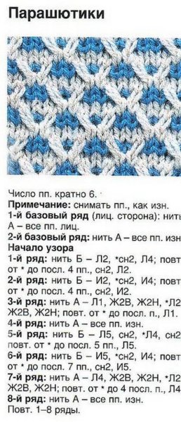 Двухцветный узор соты спицами схема