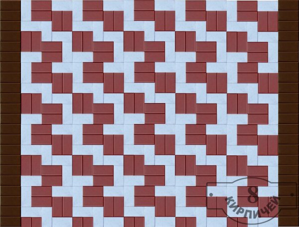 Раскладка тротуарной плитки Легион 450*150*80