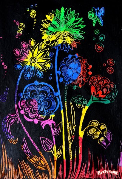 Граттаж Волшебный лес