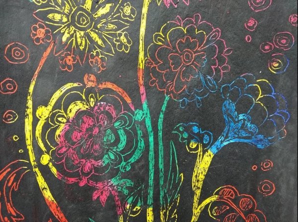 Граттаж цветочки