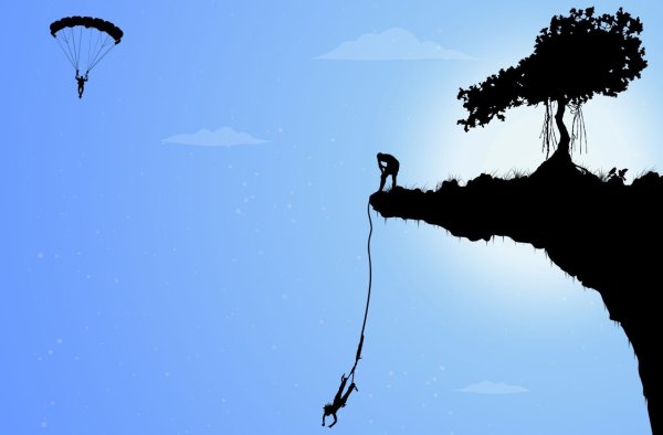 Падает с обрыва