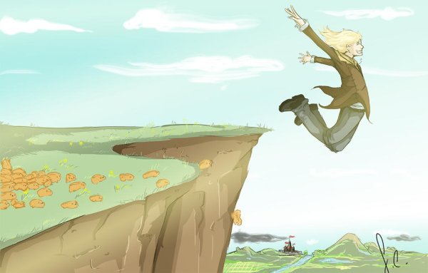 Прыжок с обрыва арт