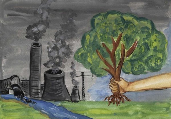 Рисунок на тему загрязнение воды