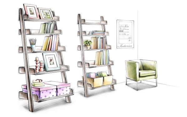 Книжная полка скетч