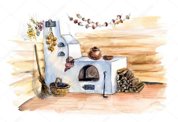 Печка сбоку рисунок