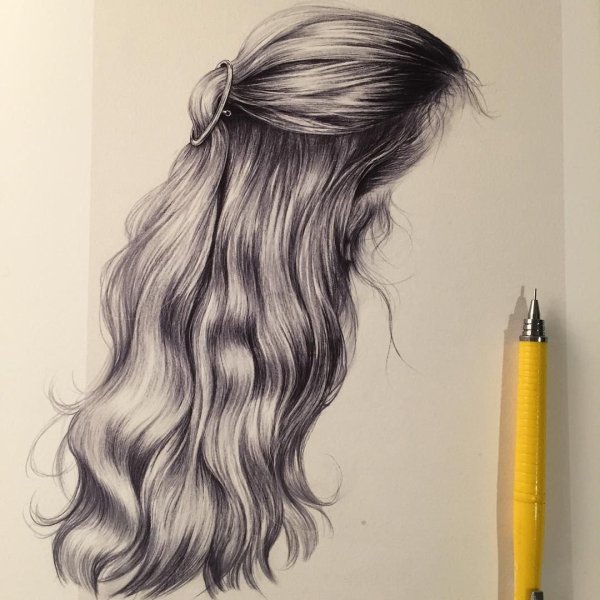 Волосы карандашом