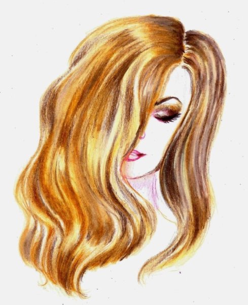 Нарисованная девушка с длинными волосами
