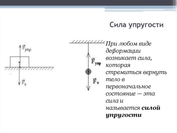 Направление силы упругости при деформации