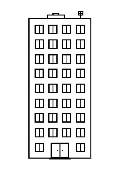 Многоэтажный дом раскраска