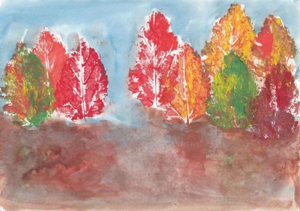 Осенний лес отпечатывание сухих листьев