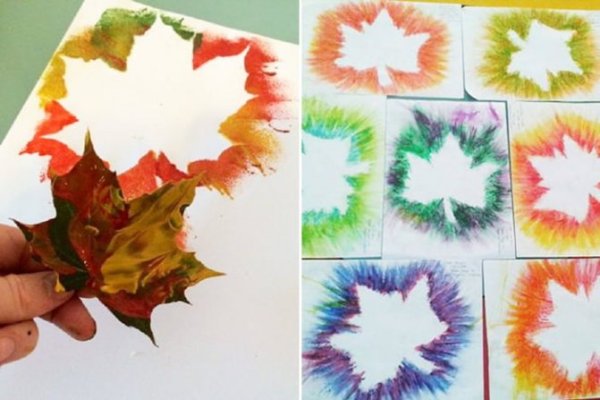 Рисование листьями