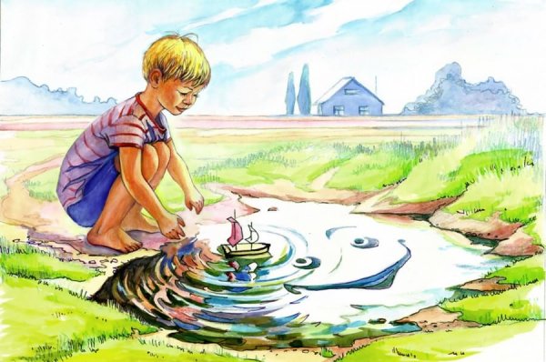 Картина лужи для детей