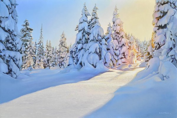 Richard Mravik зимний пейзаж художника