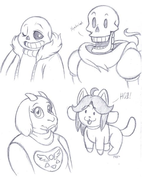 Зарисовки персонажей андертейл