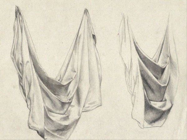 Складки ткани карандашом